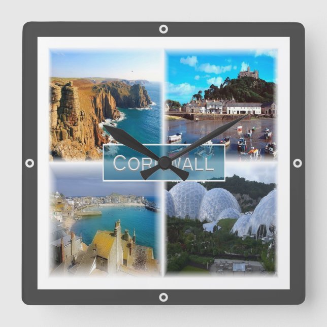 ENG028 CORNWALL, England, Quadratische Wanduhr (Vorderseite)