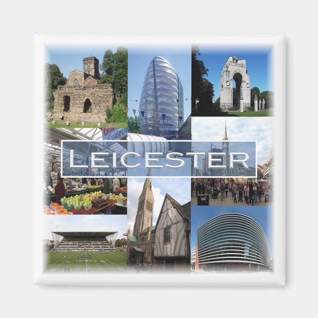ENG043 LEICESTER, England, Europa, Kühlschrank Magnet (Vorne)