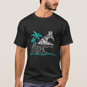 ENG ANPASSEND Katze Surfer Wellen Surfbrett Palme T-Shirt