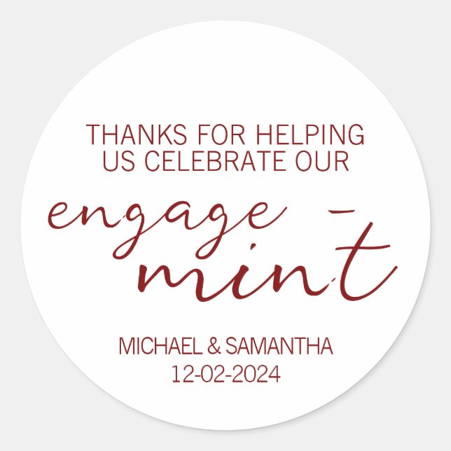 Engage-Mint Engagement Danke Runder Aufkleber (Vorderseite)