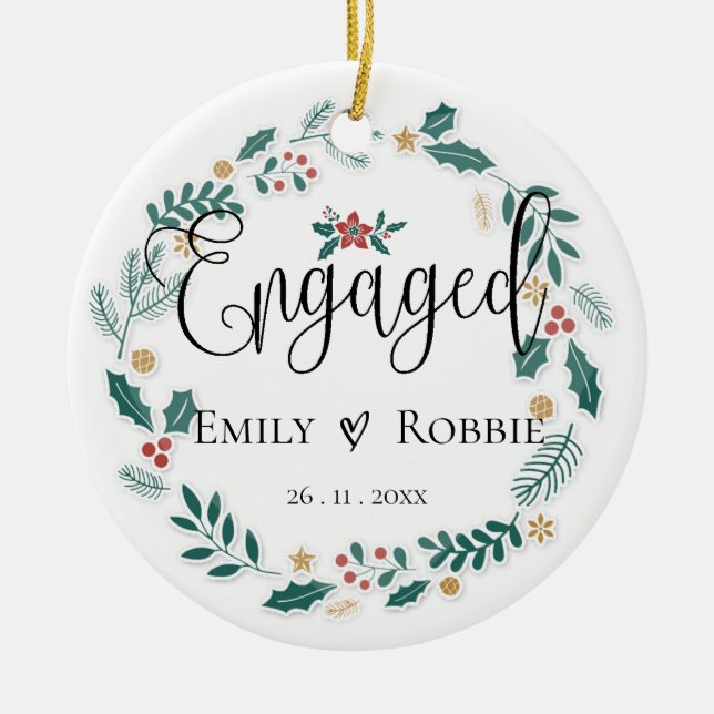 Engaged Couple | Our First Christmas   Keramik Ornament (Vorne)