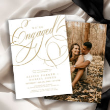 Engaged elegant gold calligraphy engagement party