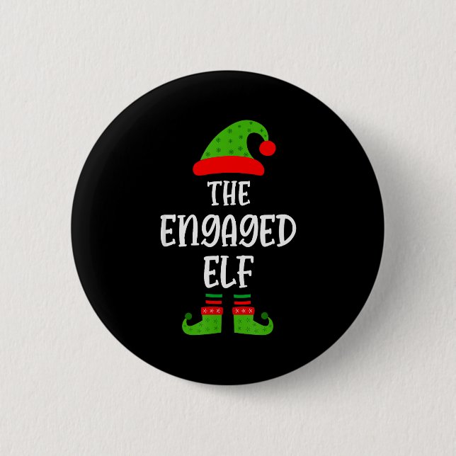 Engaged Elf Family Matching Christmas Engagement  Button (Vorderseite)