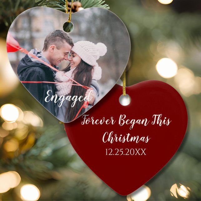 Engaged Heart Photo Forever Began this Christmas Keramik Ornament (Von Creator hochgeladen)