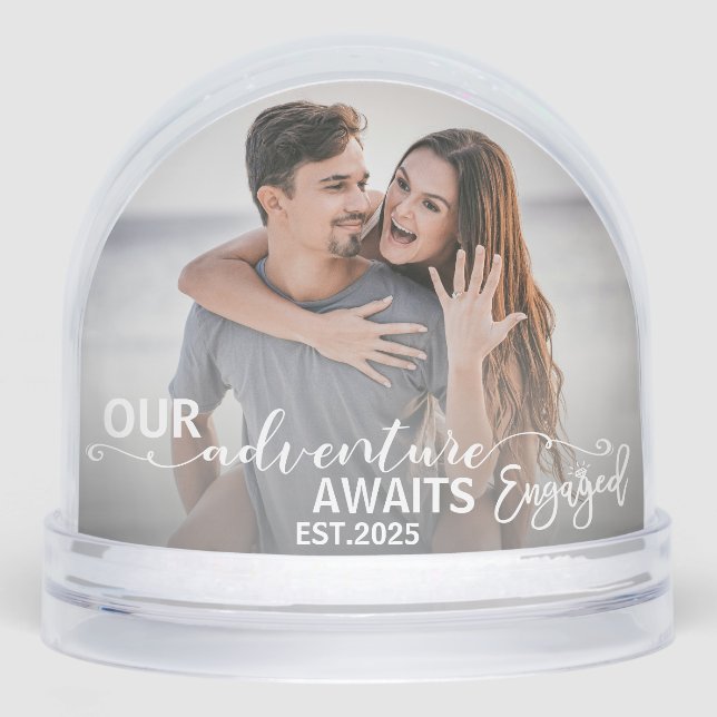 Engagement Couples Wedding Picture Script Heart  Schneekugeln (Vorderseite)