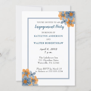 Engagement für Blau und Orange Blume lädt ein Einladung