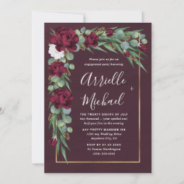 Engagement für Burgund und Gold Floral Fall Einladung