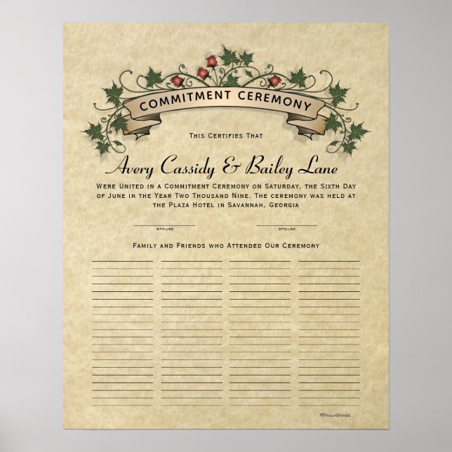 Engagement Livre d'or orné Certificat de mariage (Devant)