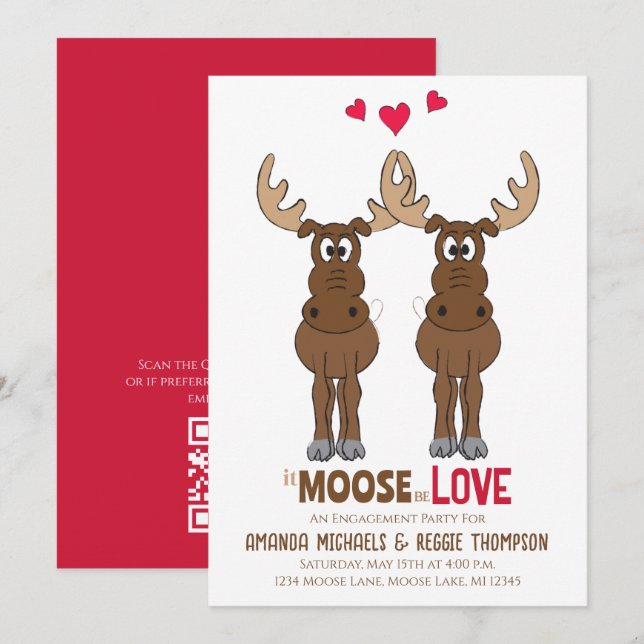 Engagement Partei Es Elose Liebe Niedlich Whimsist Einladung (Vorne/Hinten)