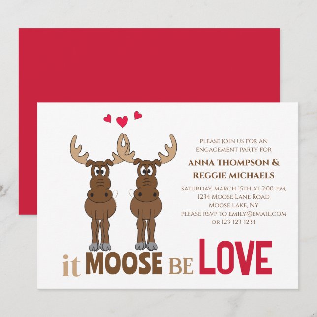 Engagement Partei Es Elose Liebe Niedlich Whimsist Einladung (Vorne/Hinten)