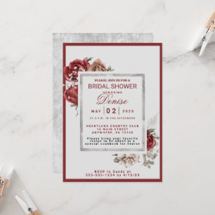 Engagement-Partei für Burgund, Rose, Weiße Rosen Einladung