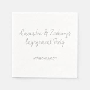 Engagement Partei Napkins mit Hashtag Silver Serviette