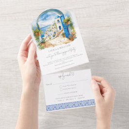 Engagement Partei Santorini Griechenland mit UAwg All In One Einladung