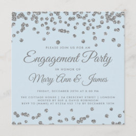 Engagement Partei Silver Glitzer Confetti Ice Blue Einladung