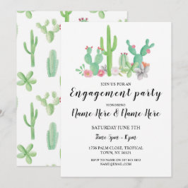 Engagement Party Cactus Cacti Wasserfarbe Einladun Einladung