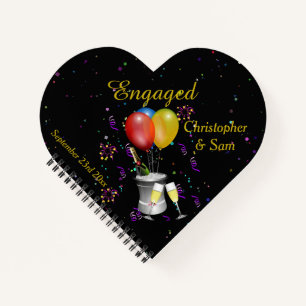 Engagement Party Celebration Black Guest Notizbuch