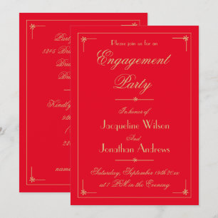 Engagement Party Chic Elegante Romantische Rote Kl Einladung