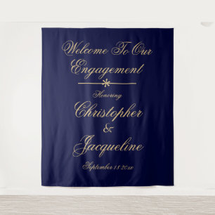 Engagement Party - Einfach, elegant, Marine & Gold Wandteppich