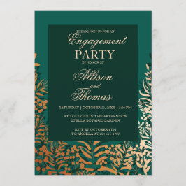 Engagement Party Emerald Gold Kraut Einladung