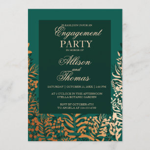 Engagement Party Emerald Gold Kraut Einladung