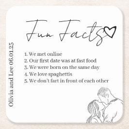 Engagement Party Fun facts Name Wedding  Rechteckiger Pappuntersetzer