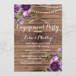 Engagement Party Holz violette Blumen Dusche einla Einladung