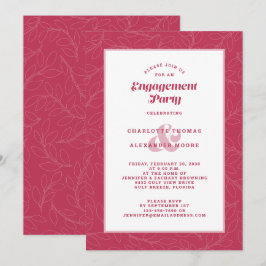 Engagement Party Magenta Red Modern Lässig Chic Einladung