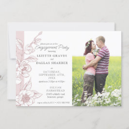 Engagement Party Magnolia Blush Hochzeit 4-Foto Einladung