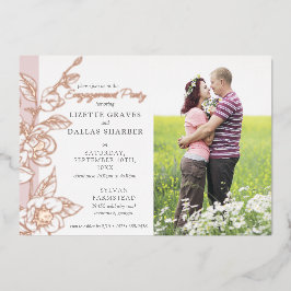Engagement Party Magnolia Blush Hochzeit 4-Foto Folieneinladung
