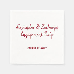 Engagement Party Napkins w Hashtag Deep Red Serviette