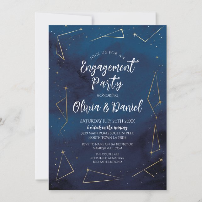 Engagement Party Paare Shownacht Starsign Einladung (Vorderseite)