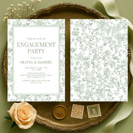 Engagement Party Sage Green Vintage French Floral  Einladung