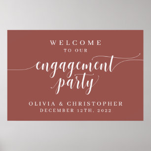 Engagement-Party-Willkommensplakat Burgund Poster