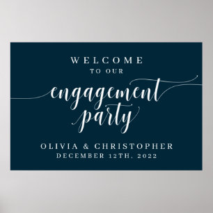 Engagement-Party-Willkommensposter Navy Blau Poster