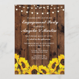 Engagement Party Wood Lights Sonnenblumen einladen Einladung