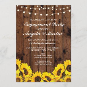 Engagement Party Wood Lights Sonnenblumen einladen Einladung