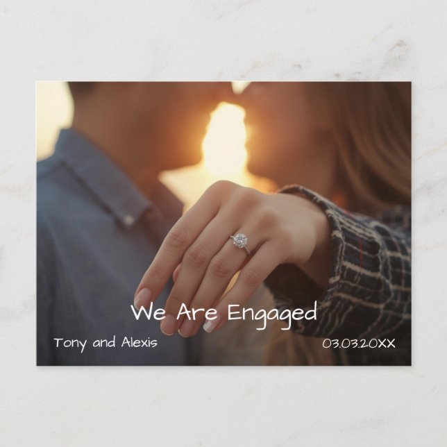 Engagement Photo Announcement Card Feiertagspostkarte (Vorderseite)