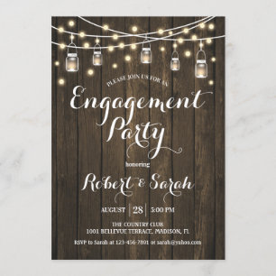 Engagement - Rustikales Holz Einladung