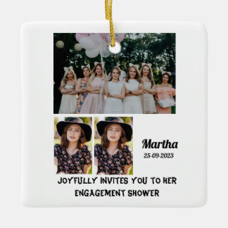 Engagement shower Custom 3 Photo Collage Keramikornament