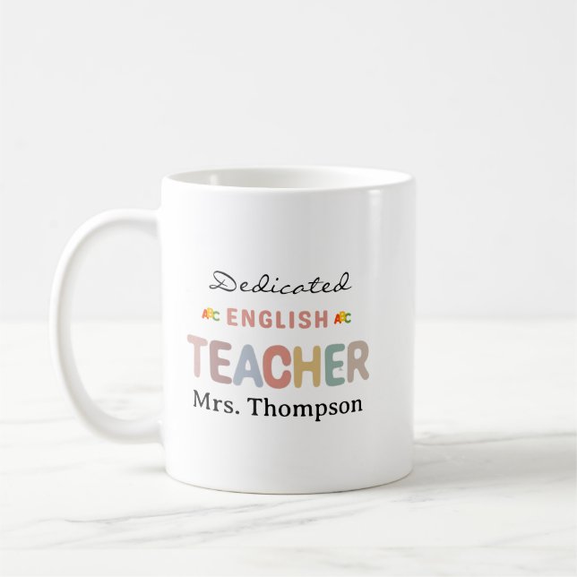 Engagierte Englischlehrerin Personalisierter Name Kaffeetasse (Links)