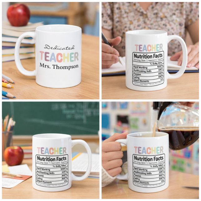 Engagierter Lehrer Personalisierter Benutzername Kaffeetasse (Dedicated Teacher Personalized Custom Name Coffee Mug)