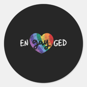 Engayted Lgbt Wedding Party Bachelor Party Gay Eng Runder Aufkleber