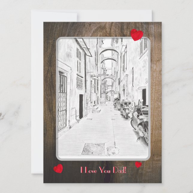 enge italienische Straße - Vater-Tag Karte (Vorderseite)