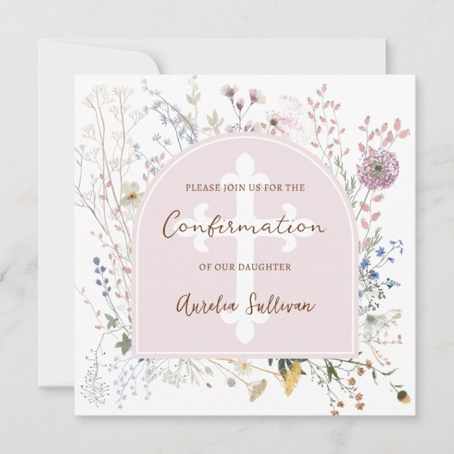 Enge Wildblumen Bogenbestätigung Einladung (Vorderseite)