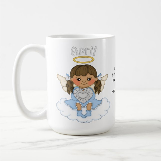 Engel Aprils Birthstone brünett Kaffeetasse (Links)