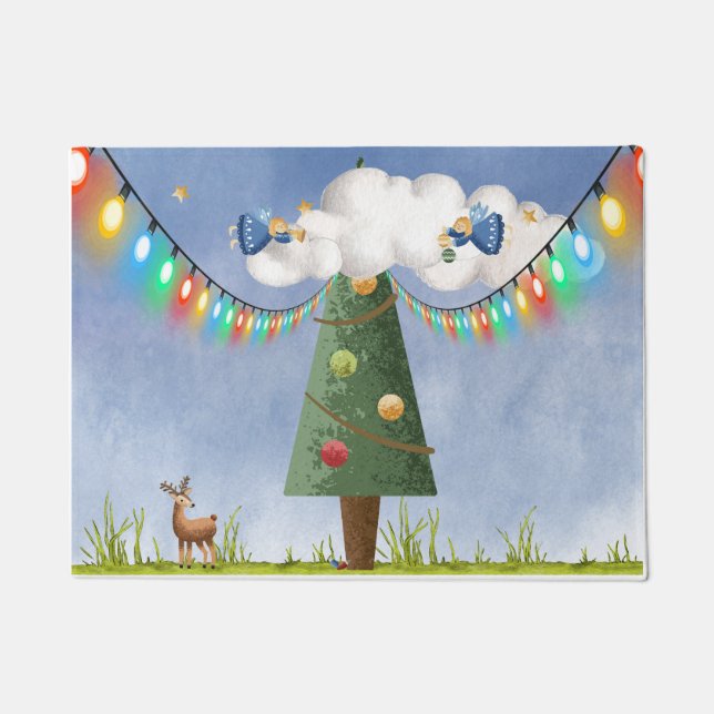 Engel auf dem Weihnachtsbaum Fußmatte (Vorderseite)