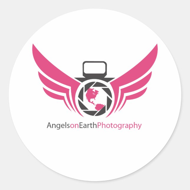 Engel auf der Erde Fotografie Logo Pink.pdf Runder Aufkleber (Vorderseite)