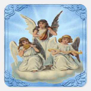 Engel auf eine Wolken-Aufklebern Quadratischer Aufkleber