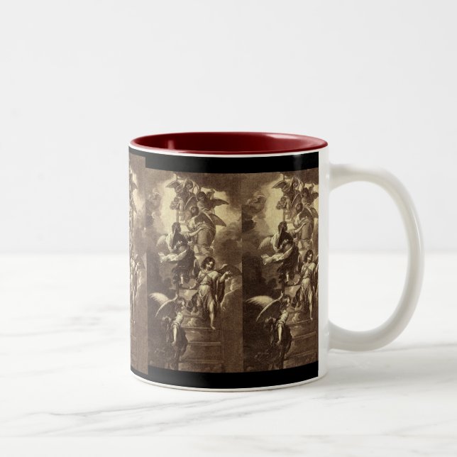 Engel auf einer himmlischen Leiter Zweifarbige Tasse (Rechts)