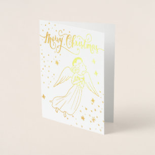 Engel aus Goldfolie Weihnachtskarte Folienkarte